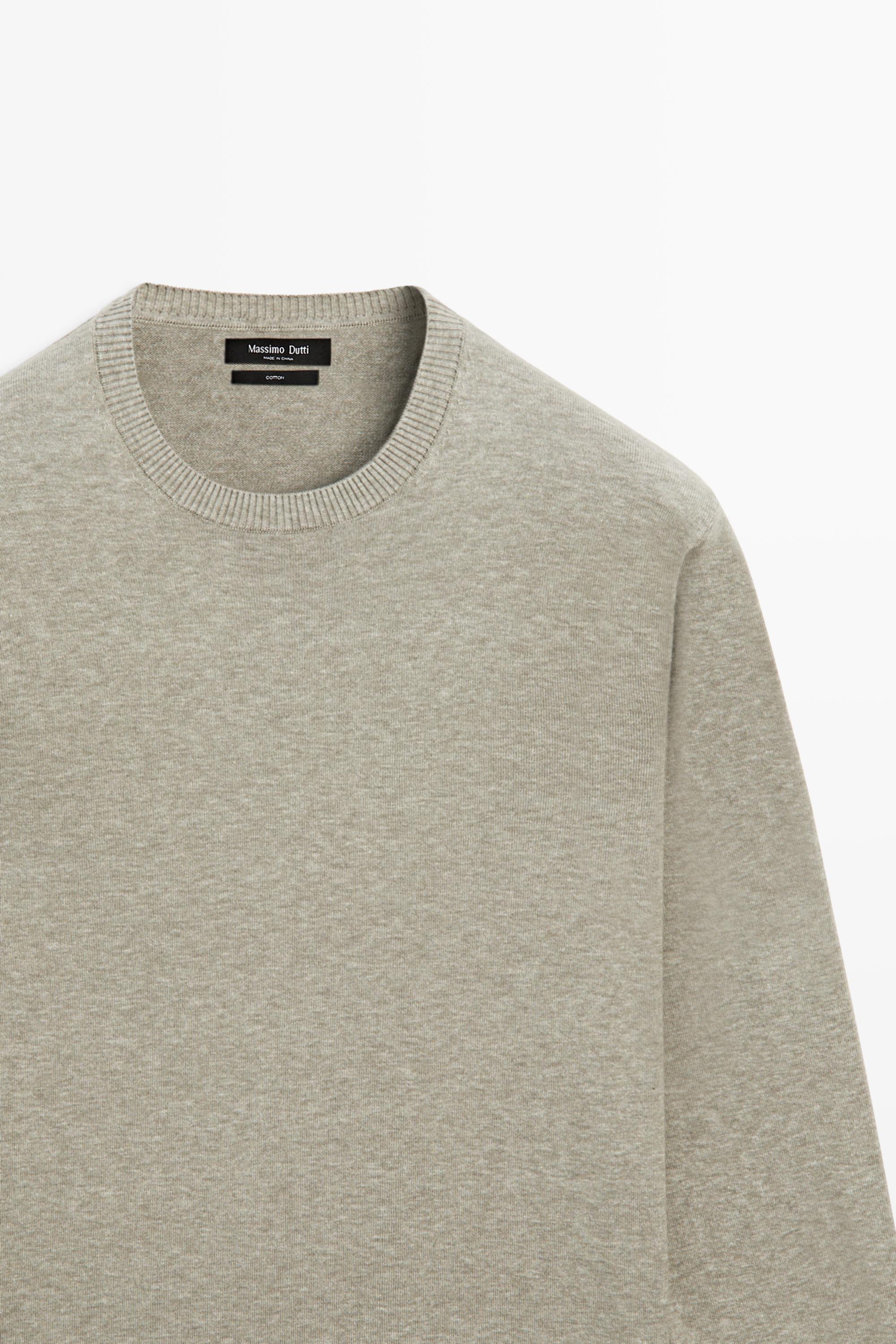 Knit 100% cotton crew neck sweater